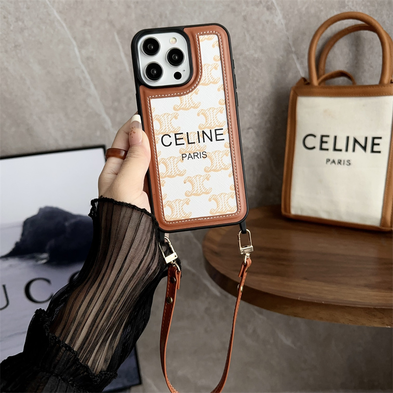 セリーヌ iPhone15 15pro 15promaxケース ハンドストラップ付き Celine