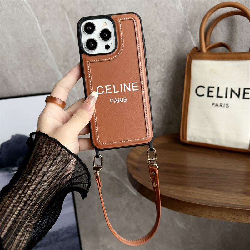 セリーヌ iPhone15 15pro 15promaxケース ハンドストラップ付き Celine