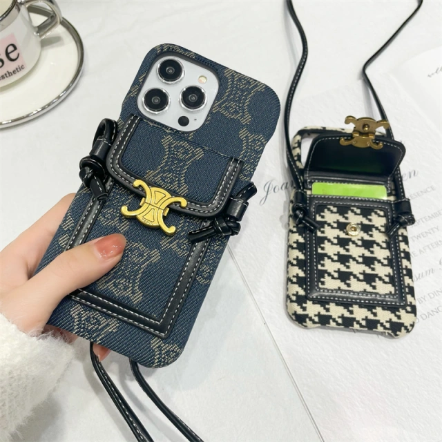 CELINE iPhone15 Pro Maxケース ストラップ付き