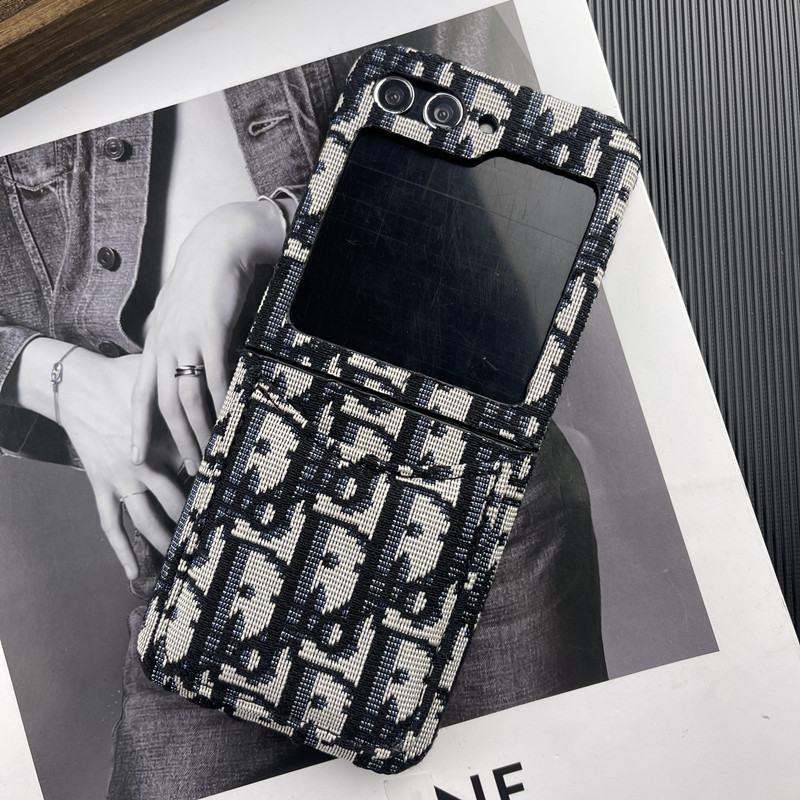 Dior ディオール ケース ギャラクシー ブラック ディオール Galaxy Z Flip5ケース 折りたたみカバー カード入れ Dior