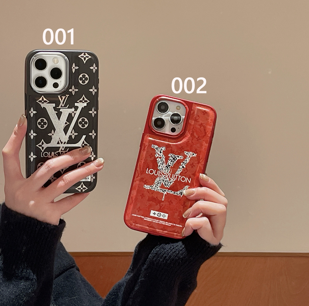 LouisVuitton iPhone15ProMaxケース 黒 赤 モノグラム かわいい ルイ ...