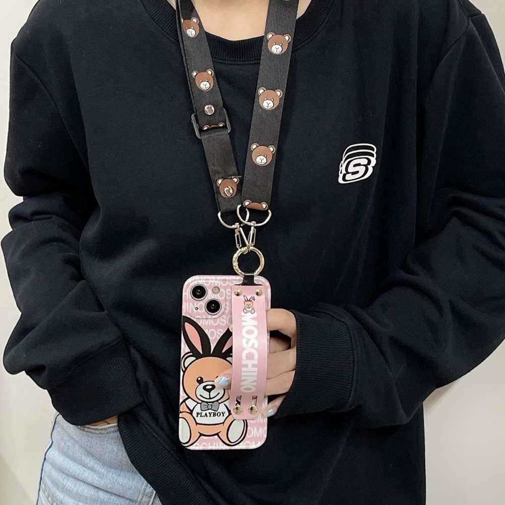 MOSCHINO モスキーノ テディベア iPhoneケース 13 ProMax 人気 高級レザー ソフト モスキーノ iPhone 15 Pro Max ケース - 14