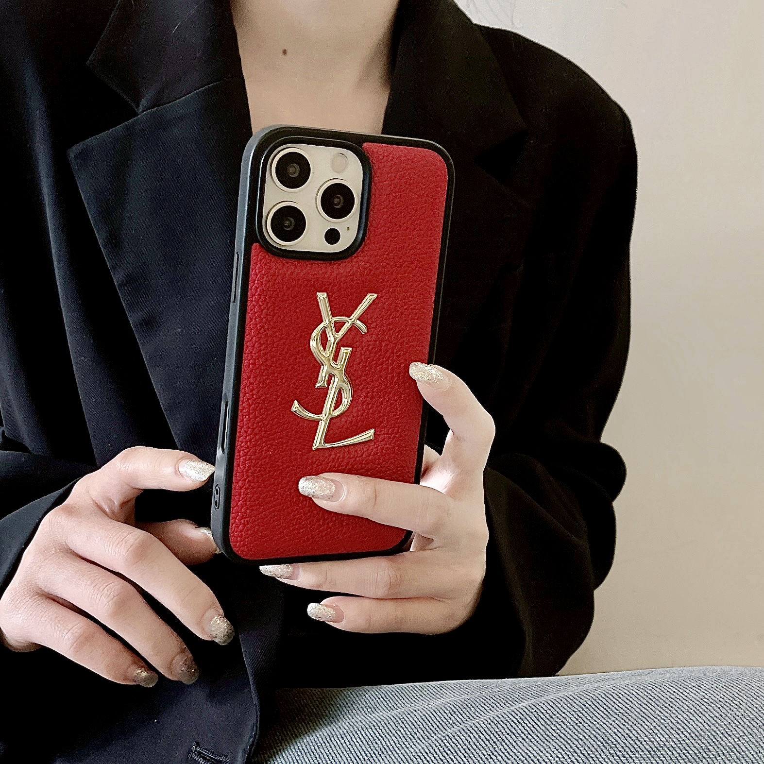サンローラン iPhone16 Pro Maxケース ライチスキン YSL iPhone16