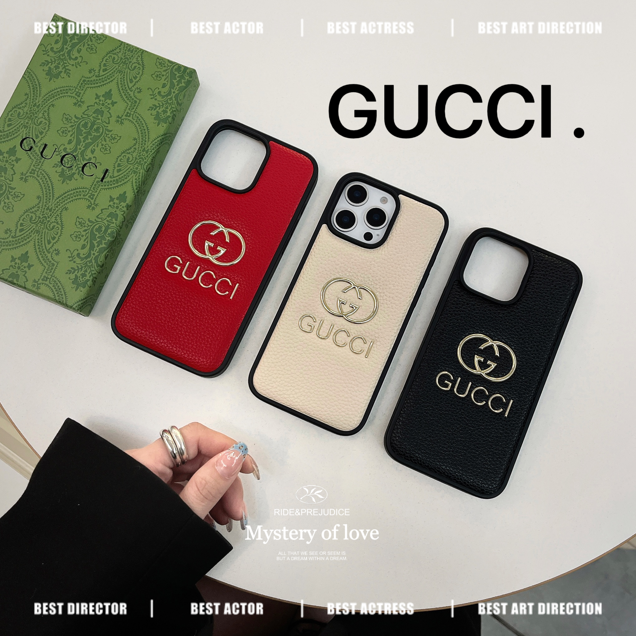 新作 グッチ iPhone16 Pro Maxケース レザー ライチスキン GUCCI