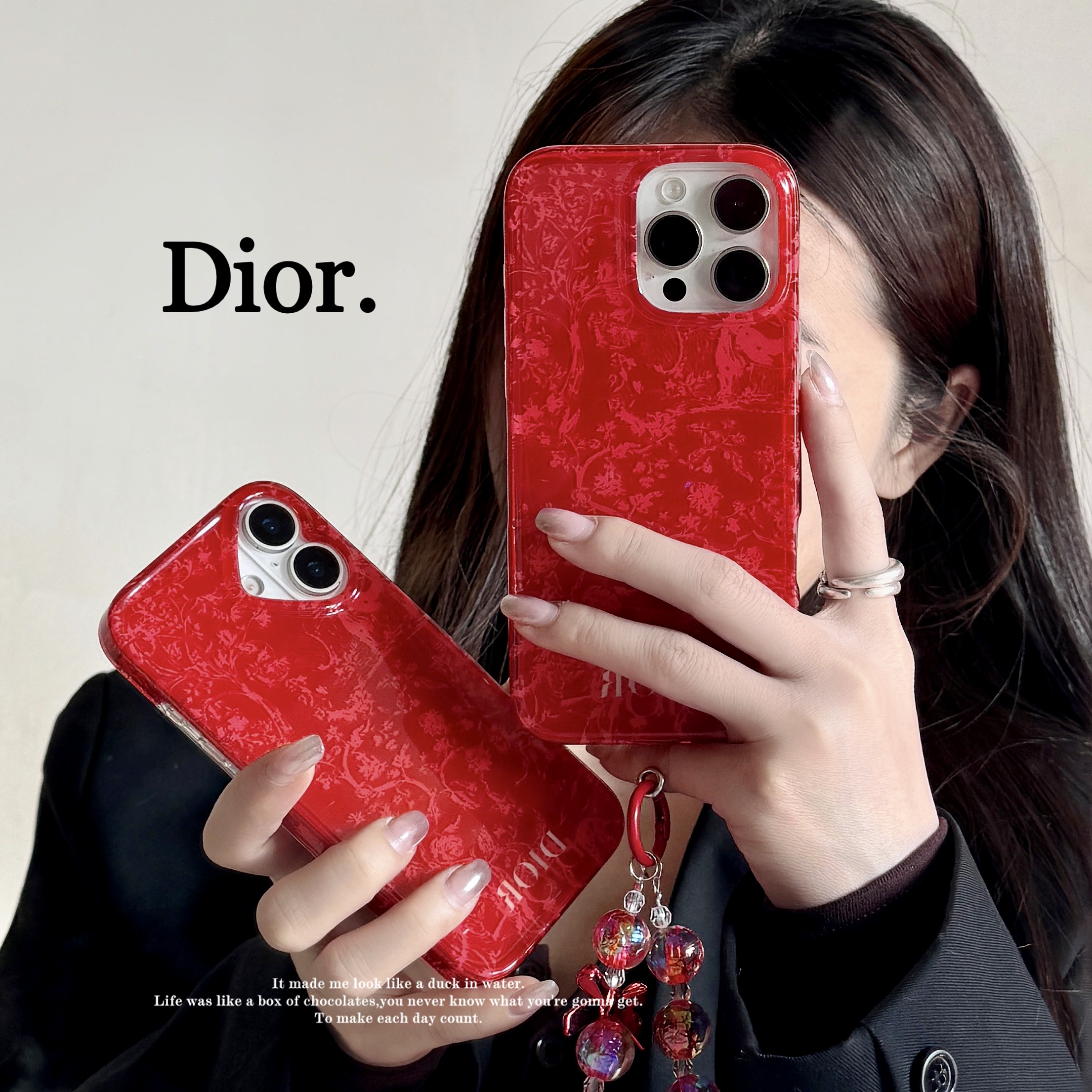 Christian Dior - e  LadyDior  iPhoneケース レッド Dior - ディオール レディディオール カナージュ i-Phone 13 PRO