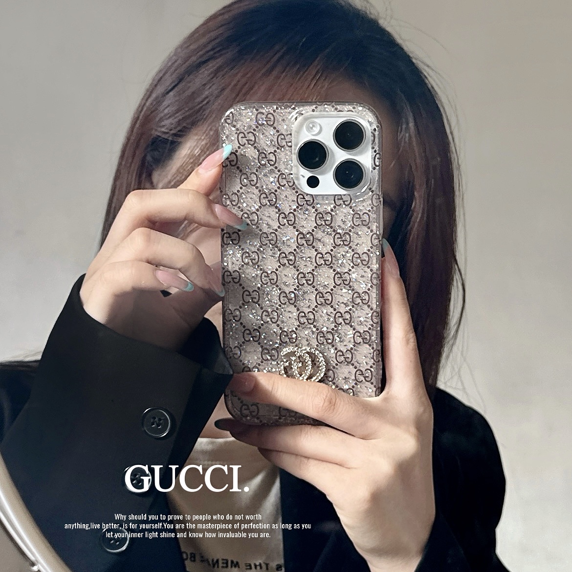 GUCCI iPhone16 Pro Maxケース GGスプリームキャンバス風 高級感