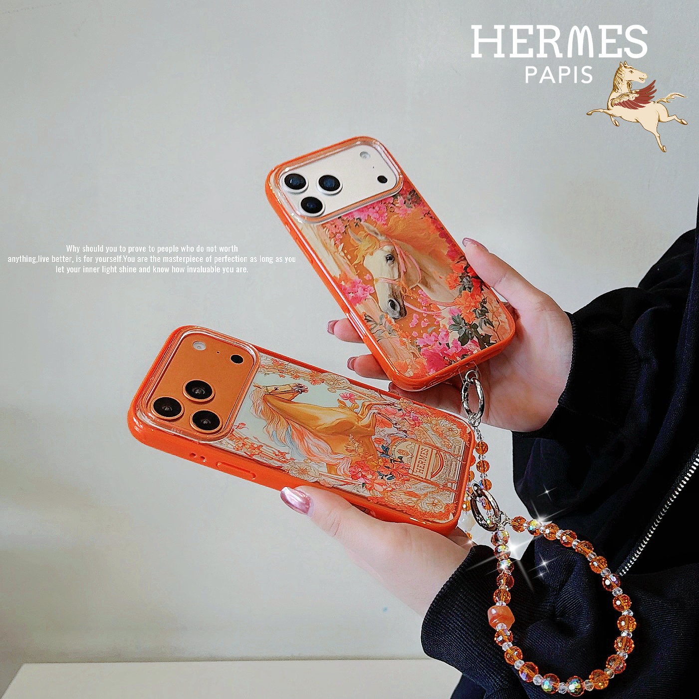 エルメス iPhone17 Pro Maxケース 馬柄 高級感 ゴールドホース HERMES