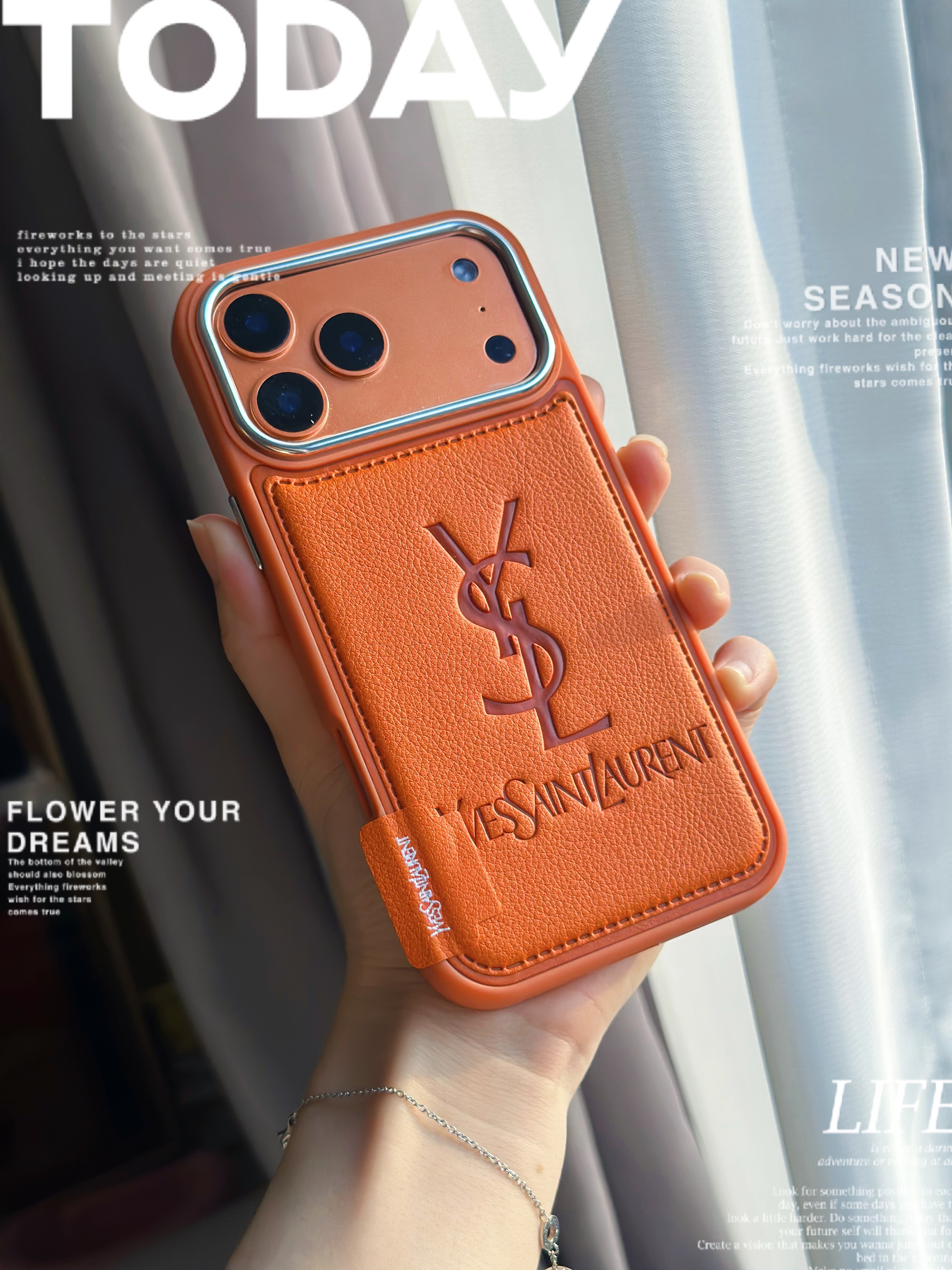 YSL iPhone17 Pro Maxケース レザー 高級感 サンローラン iPhone16 Pro