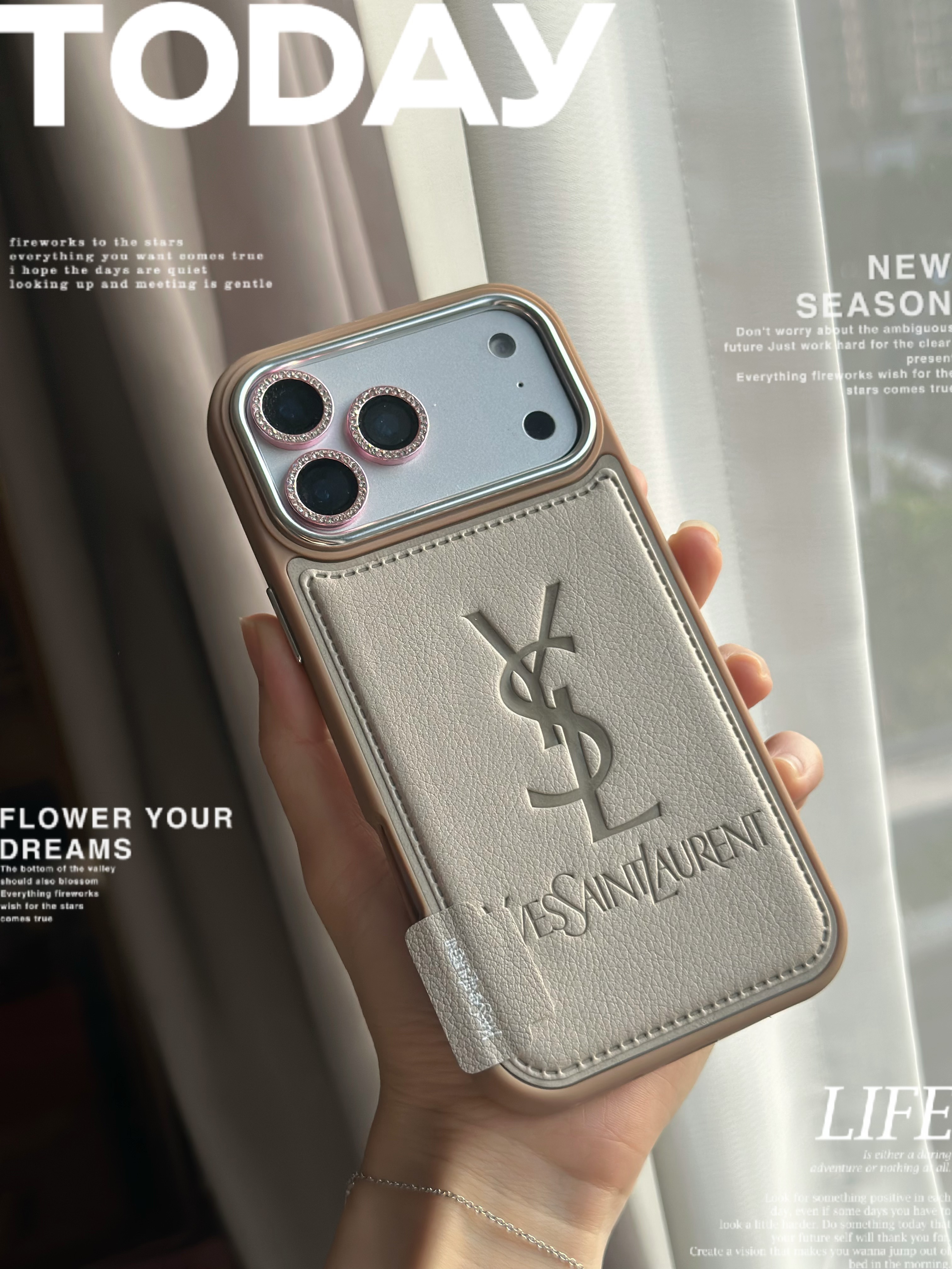YSL iPhone17 Pro Maxケース レザー 高級感 サンローラン iPhone16 Pro