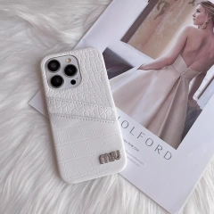 ミュウミュウ iPhone17 Pro Maxケース クロコ型押し レザー MIU MIU