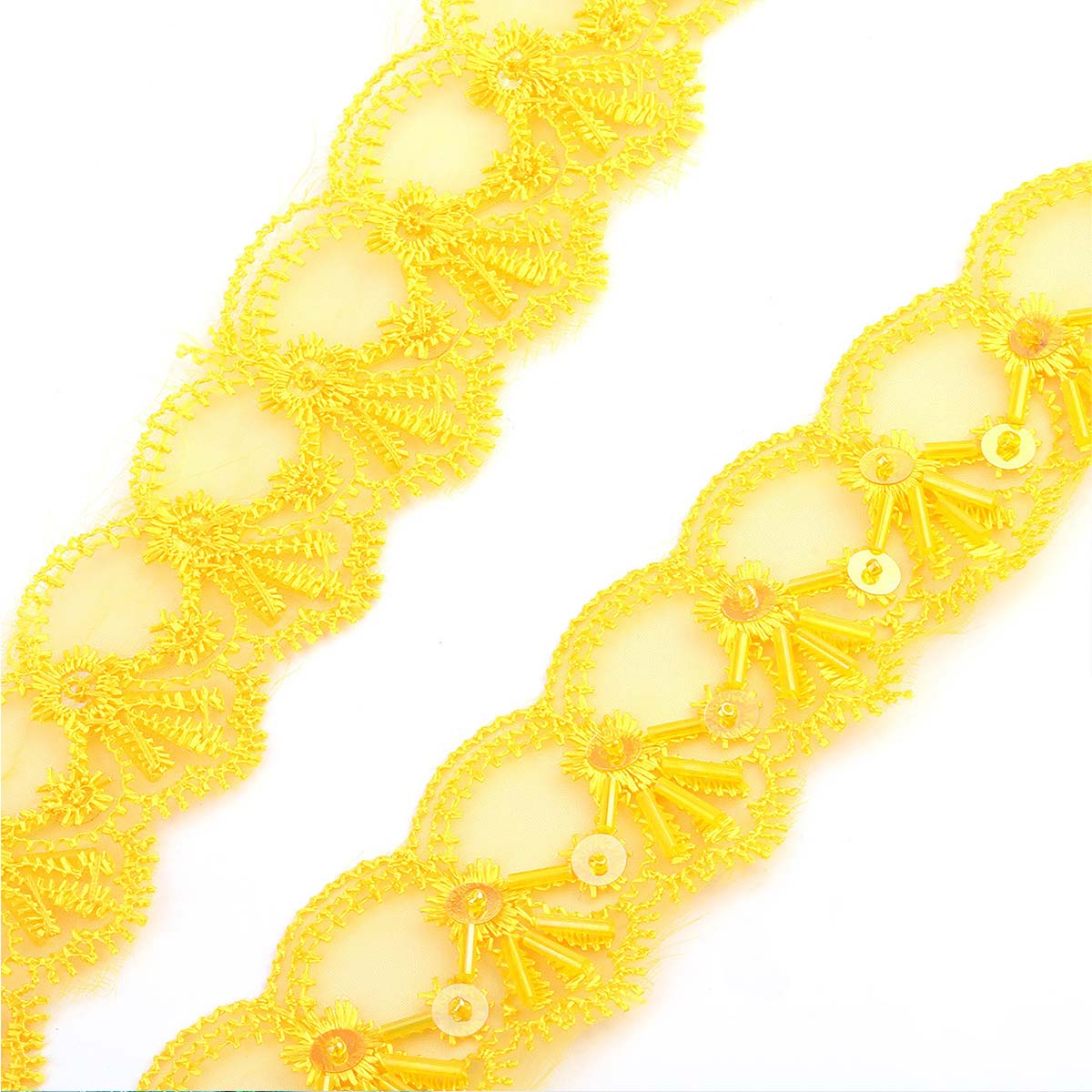 Sequin Lace Fabric yellow