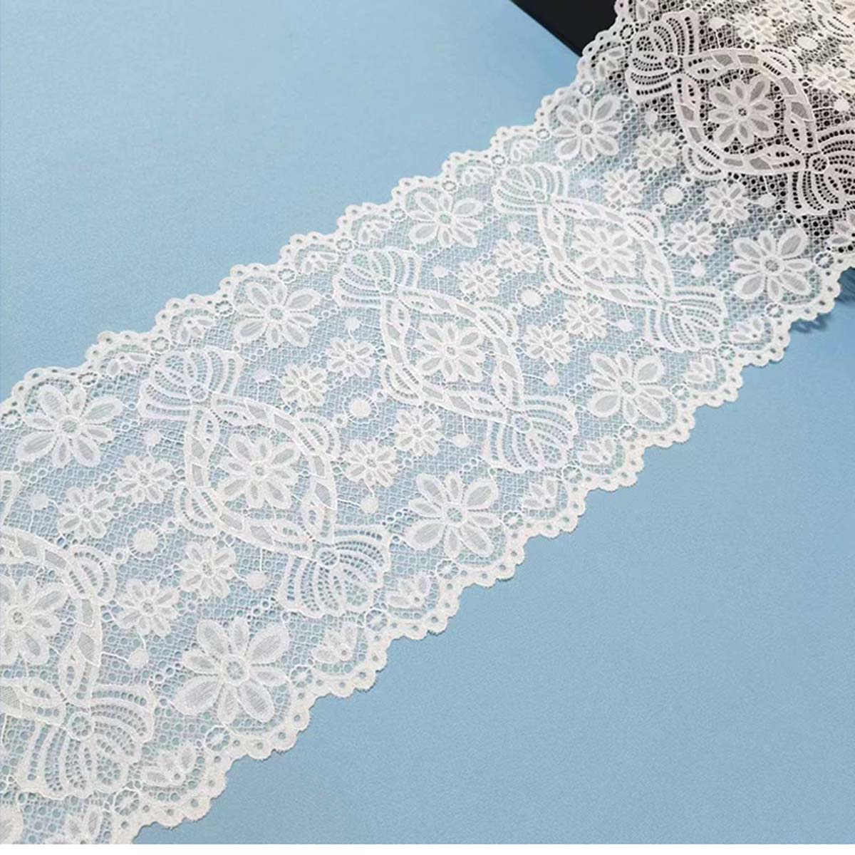 Polyester lace fabric white