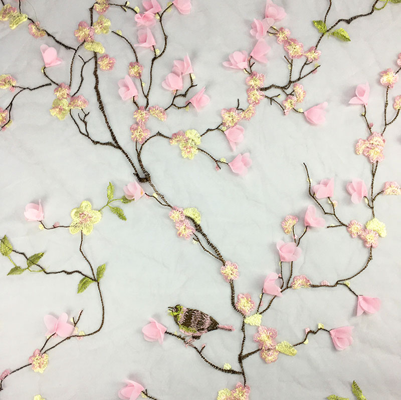 Embroidered mesh shop fabric