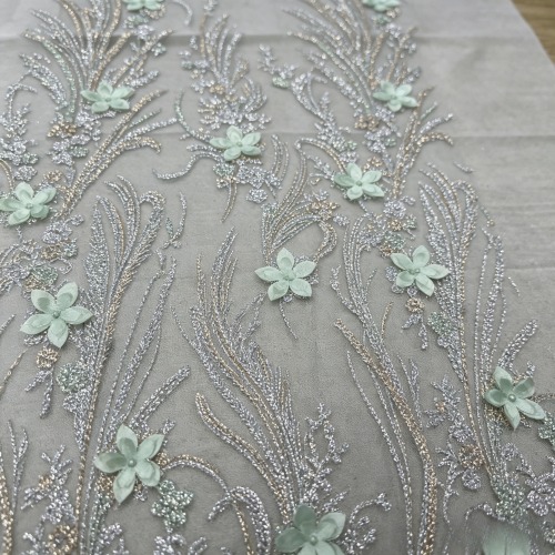 Powder-dotted Embroidery Mesh Fabric for Garment