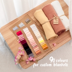 Custom made neutral muslin receiving swaddle organic blanket for newborn