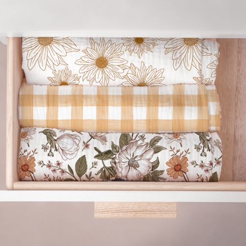 Custom floral printed muslin swaddle blankets