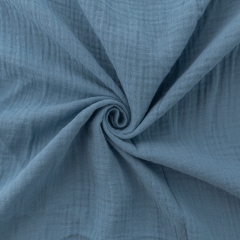 Wholesale Organic Cotton Double Gauze Muslin Fabric - Misty Blue