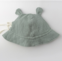 Lovely Adjustable 100 Cotton Muslin Bucket Hat for Kids Toddler Infant