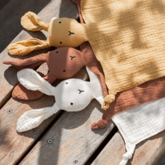 Organic Muslin Comforter Toys Bunny Baby Security Blankets