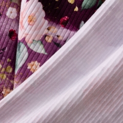 Custom Print on Cotton Rib Knit Fabric | 95% Cotton 5% Spandex | Flower Prints