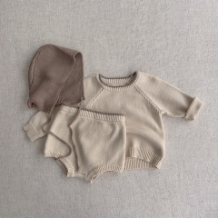 Custom Pullover Baby Sweaters100% Cotton Knitwear for Newborn Baby Personalized Sweater Set