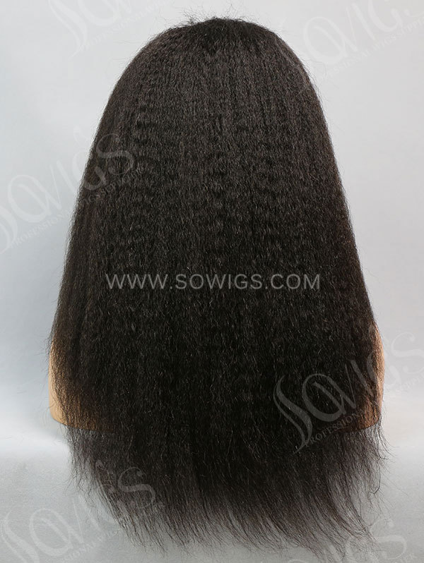 130% Density Full Lace Wig Kinky Straight Virgin Human Hair Natural Color