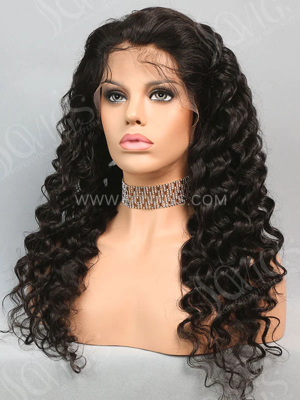 180% Density Full Lace Wigs Loose Wave Virgin Human Hair Natural Color