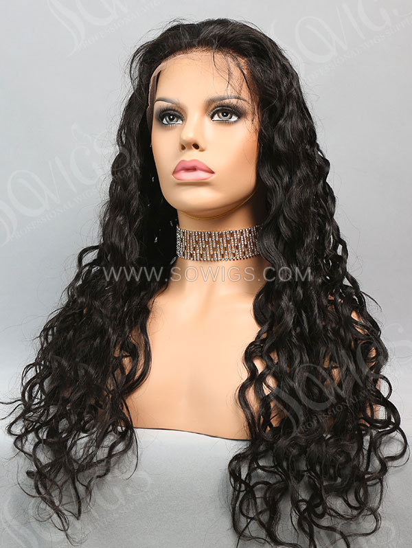 130% Density Full Lace Wigs Natural Wave Virgin Human Hair Natural Color