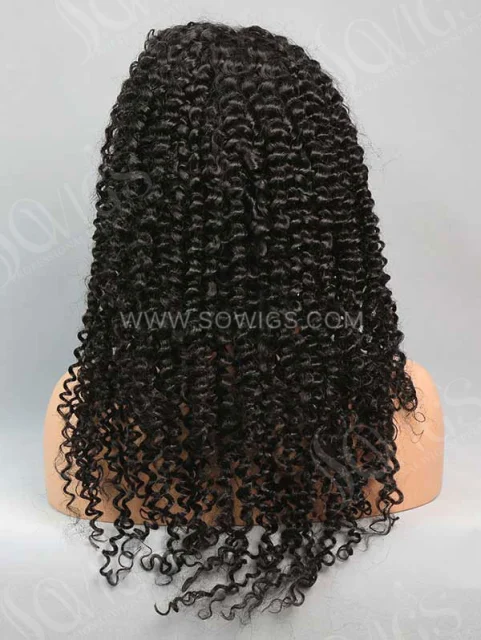 180% Density Full Lace Wigs Deep Curly Virgin Human Hair Natural Color