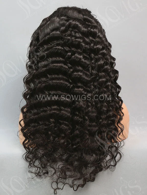 180% Density Full Lace Wigs Loose Wave Virgin Human Hair Natural Color