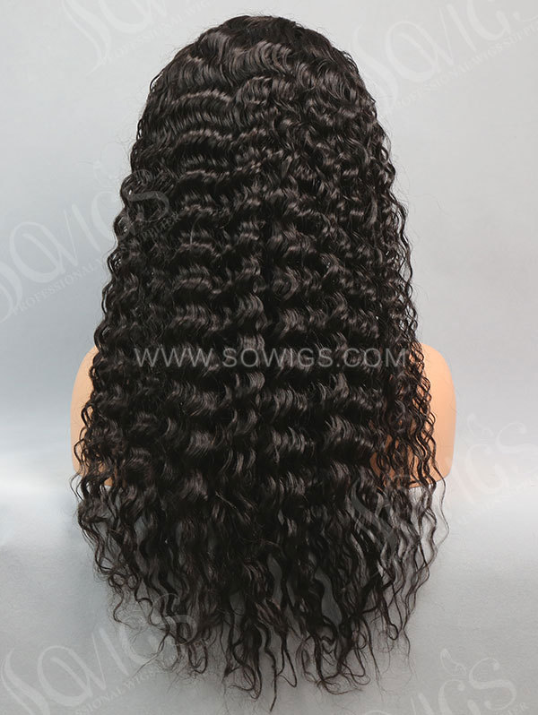 180% Density Full Lace Wigs Deep Wave Virgin Human Hair Natural Color