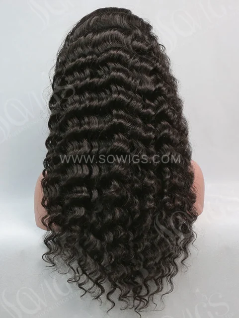 130% Density 360 Lace Wigs Deep Wave Virgin Human Hair Natural Color