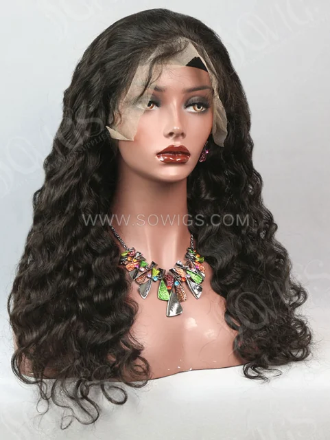 130% Density 360 Lace Wigs Loose Wave Virgin Human Hair Natural Color