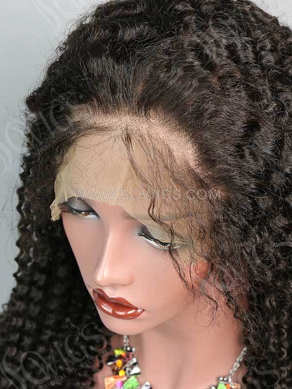 180% Density 360 Lace Wigs Deep Curly Virgin Human Hair Natural Color