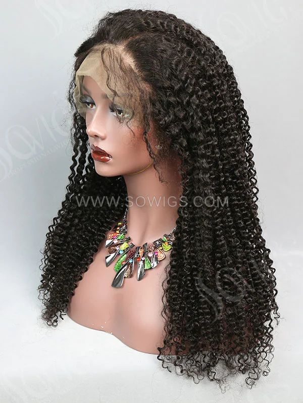 180% Density 360 Lace Wigs Deep Curly Virgin Human Hair Natural Color