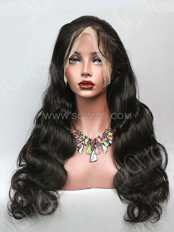 180% Density 360 Lace Wigs Body Wave Virgin Human Hair Natural Color