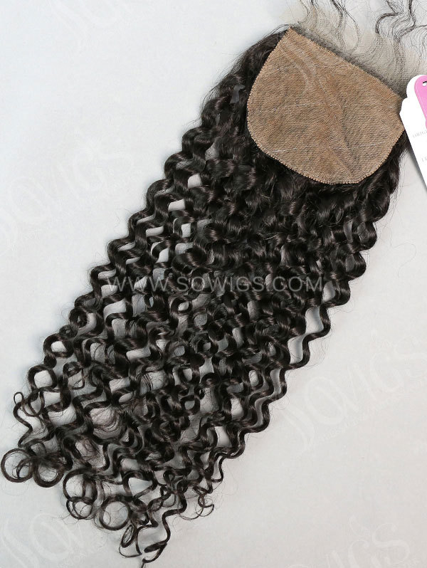 4*4 Silk Base Closure Deep Curly Human Hair