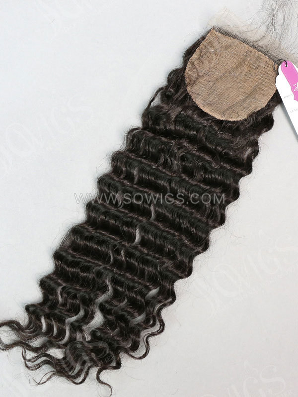 4*4 Silk Base Closure Deep Wave Human Hair