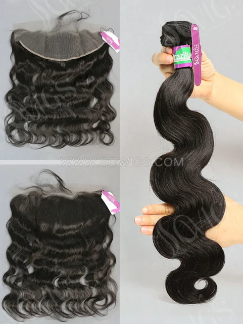 3 Bundles with Frontal Brazilian Body Wave Human Virgin Hair 