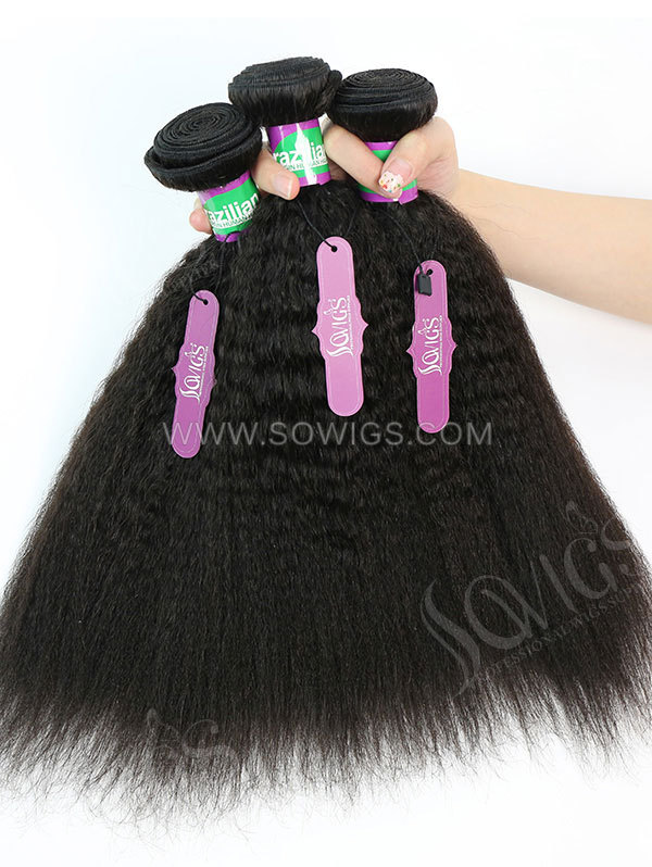 4 Bundles Brazilian Kinky Straight Human Virgin Hair 