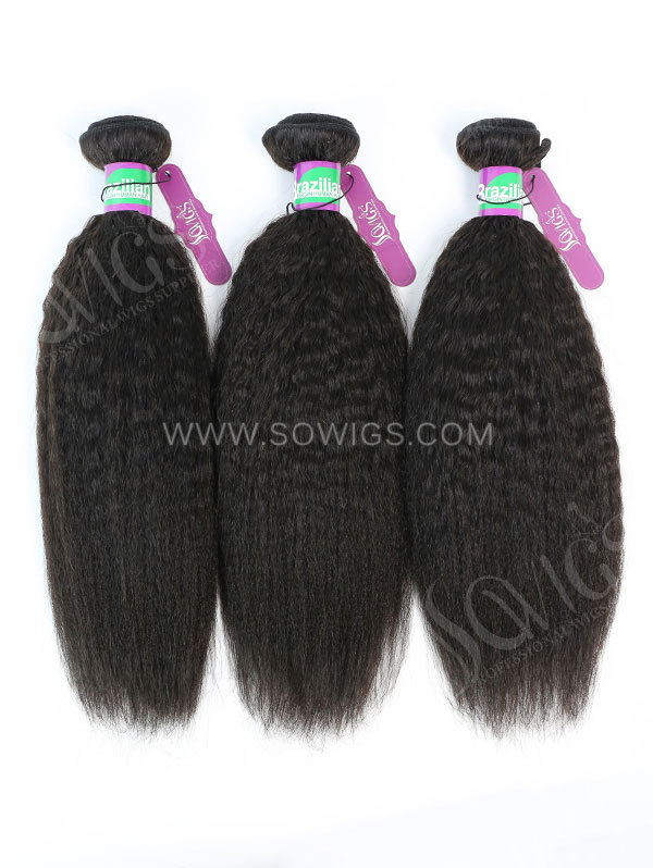 3 Bundles Brazilian Kinky Straight Human Virgin Hair 