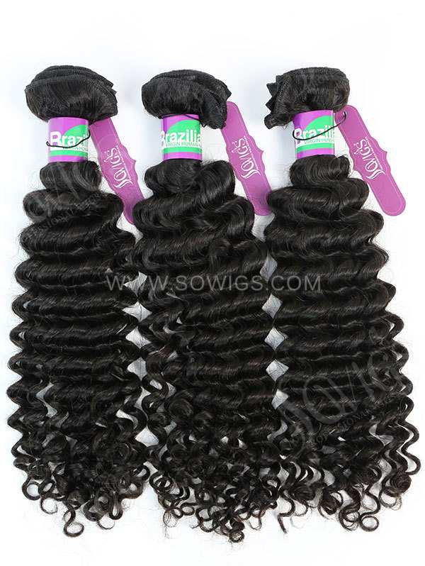 3 Bundles Brazilian Deep Curly Human Virgin Hair 
