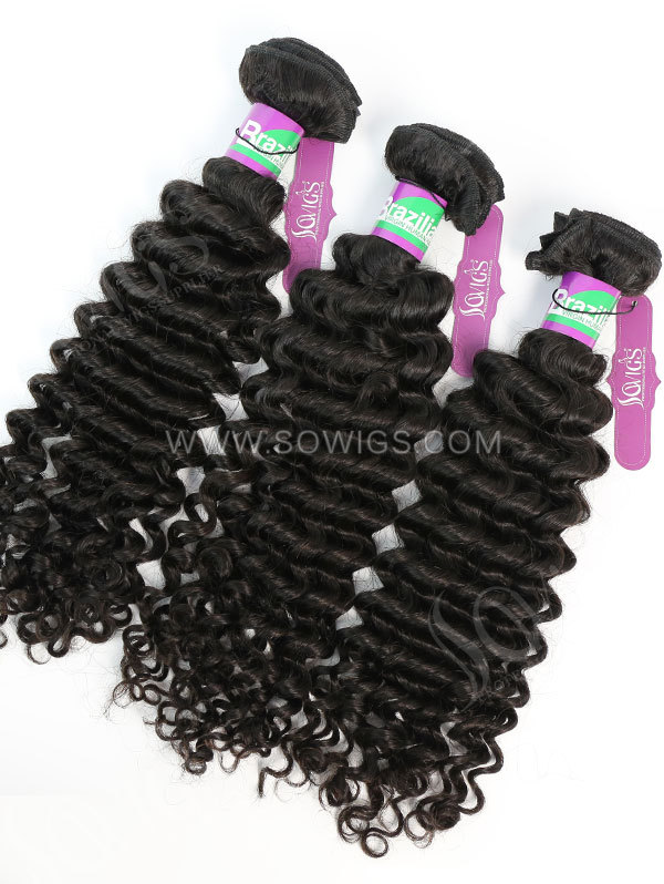 3 Bundles Brazilian Deep Curly Human Virgin Hair 