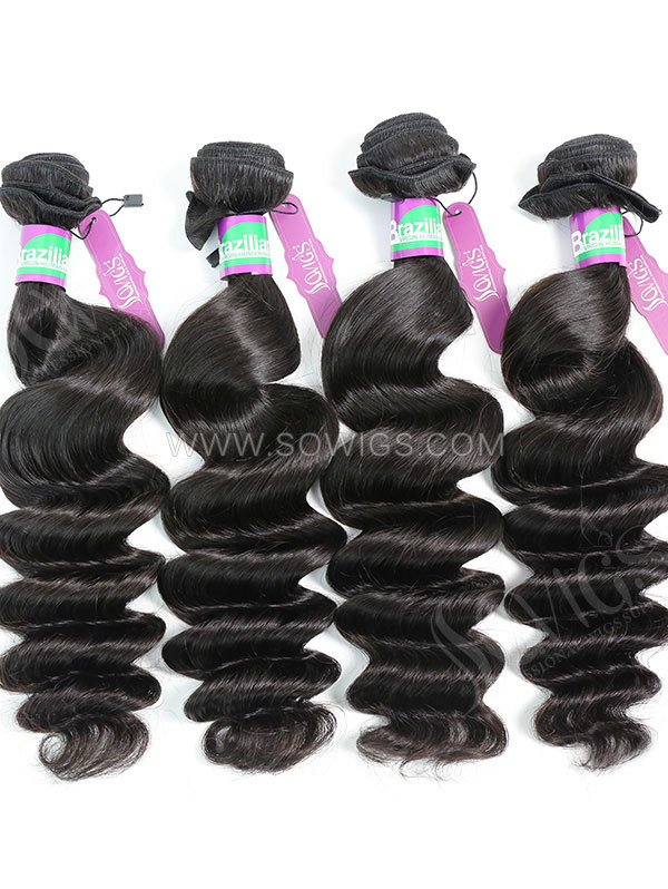 3 Bundles with Frontal Brazilian Loose Wave Human Virgin Hair 