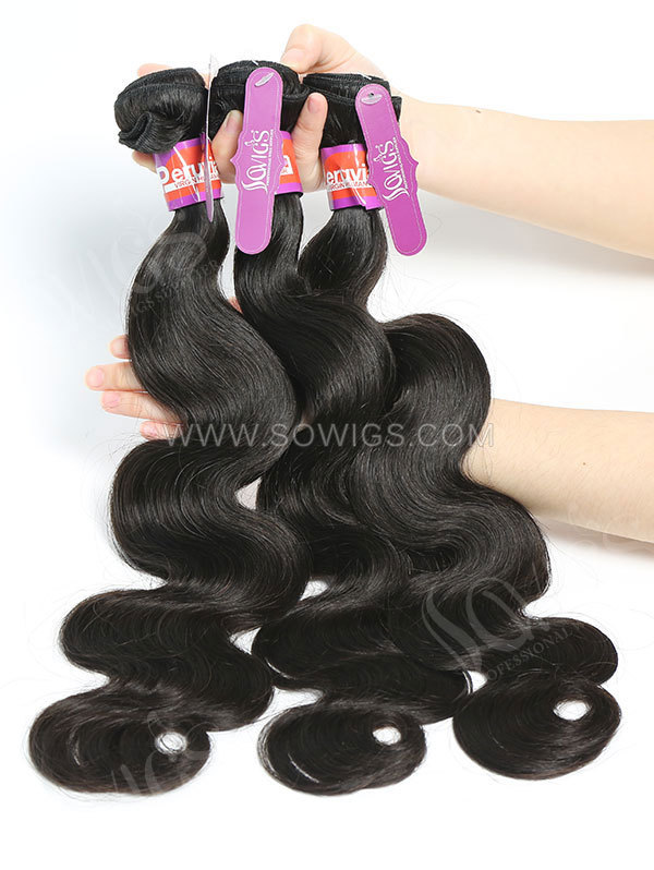 2 or 3 Bundles with 360 Lace Frontal Body Wave Human Virgin Hair Extension Natural Color