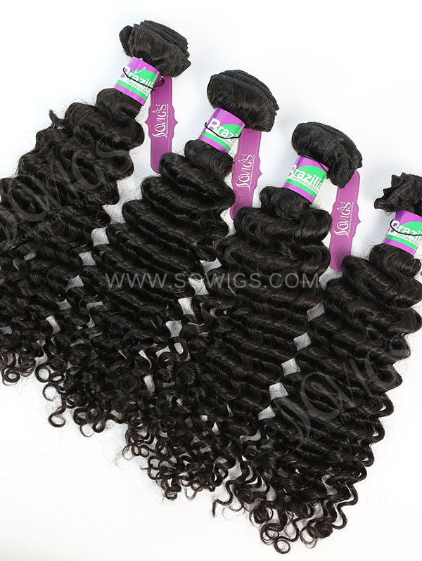 4 Bundles Brazilian Deep Curly Human Virgin Hair 