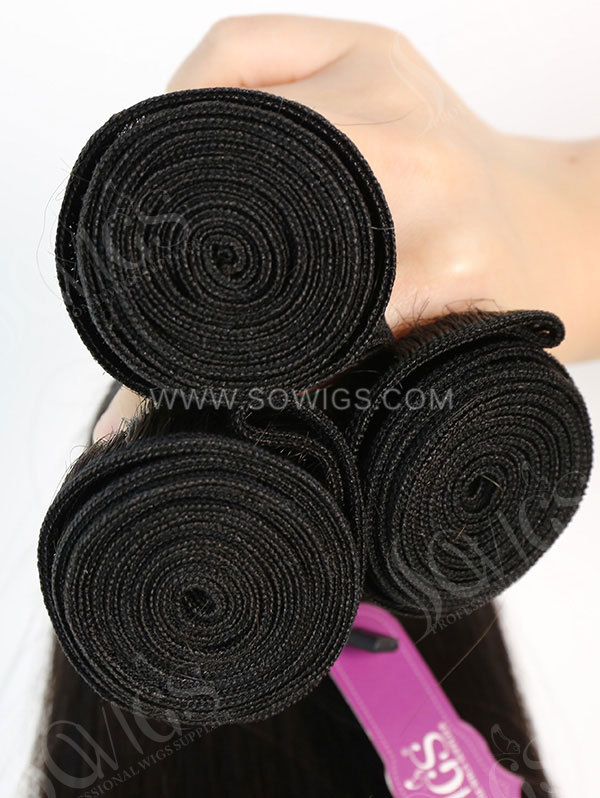 3 Bundles with Lace Base Closure Brazilian Straight Human Virgin Hair 