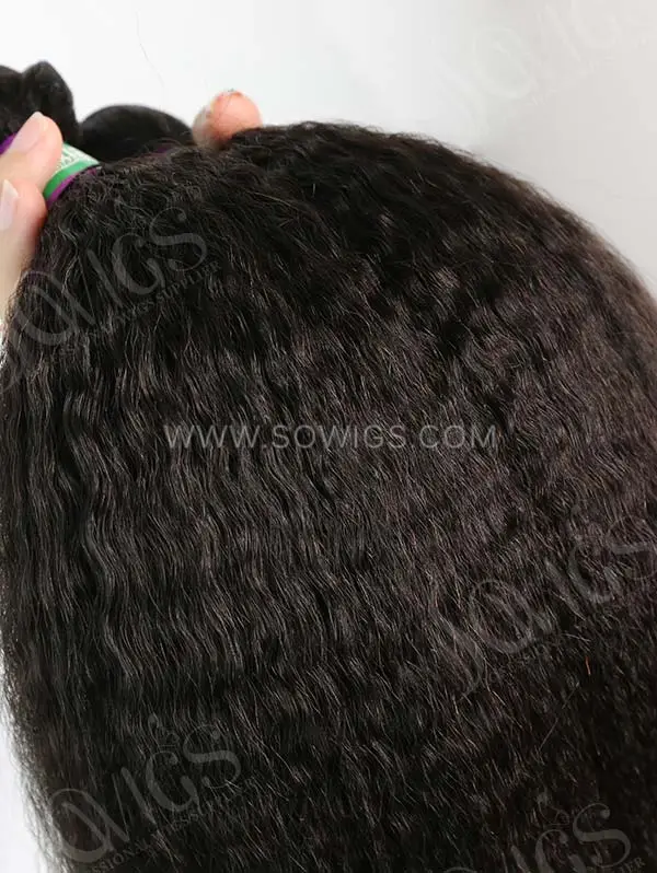 3 Bundles with Frontal Brazilian Kinky Straight Human Virgin Hair 