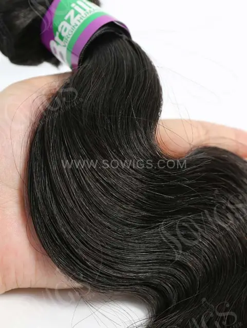 3 Bundles with Lace Base Closure Brazilian Body Wave Human Virgin Hair 