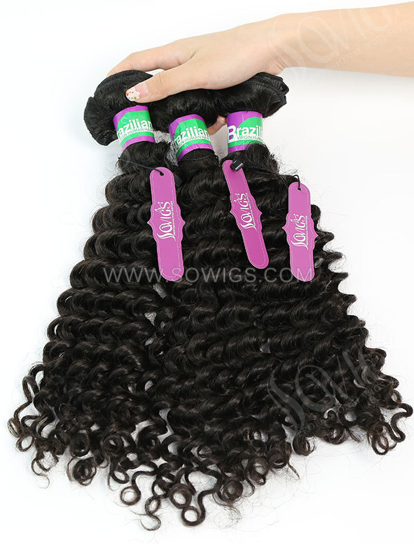 2 or 3 Bundles with 360 Frontal Brazilian Deep Curly Human Virgin Hair 